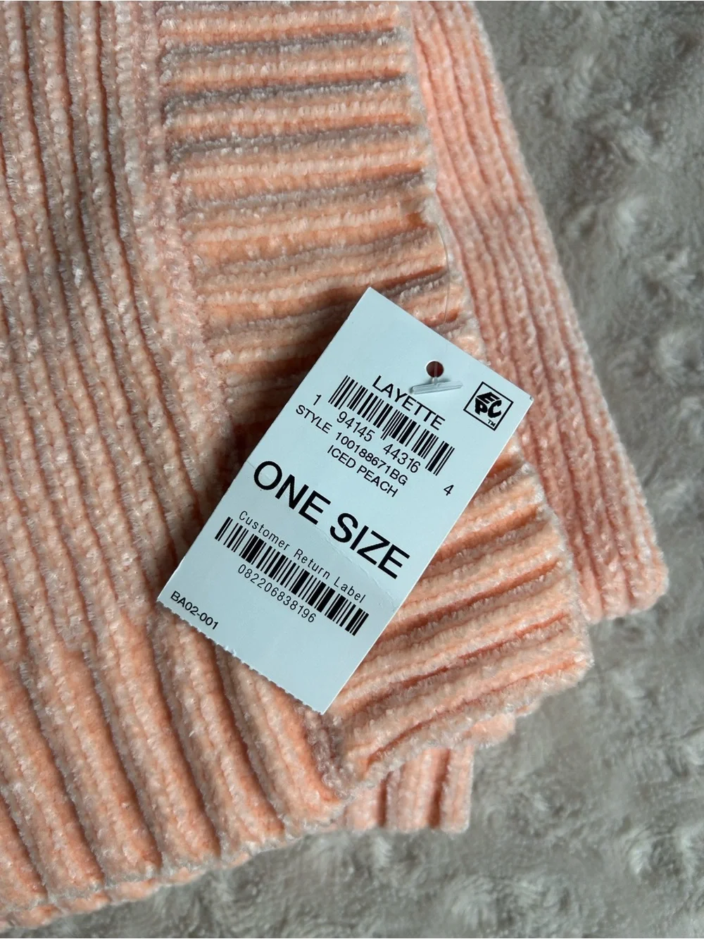First Impressions Iced Peach Chenille Baby Blanket Soft Sweater Knit Lovey